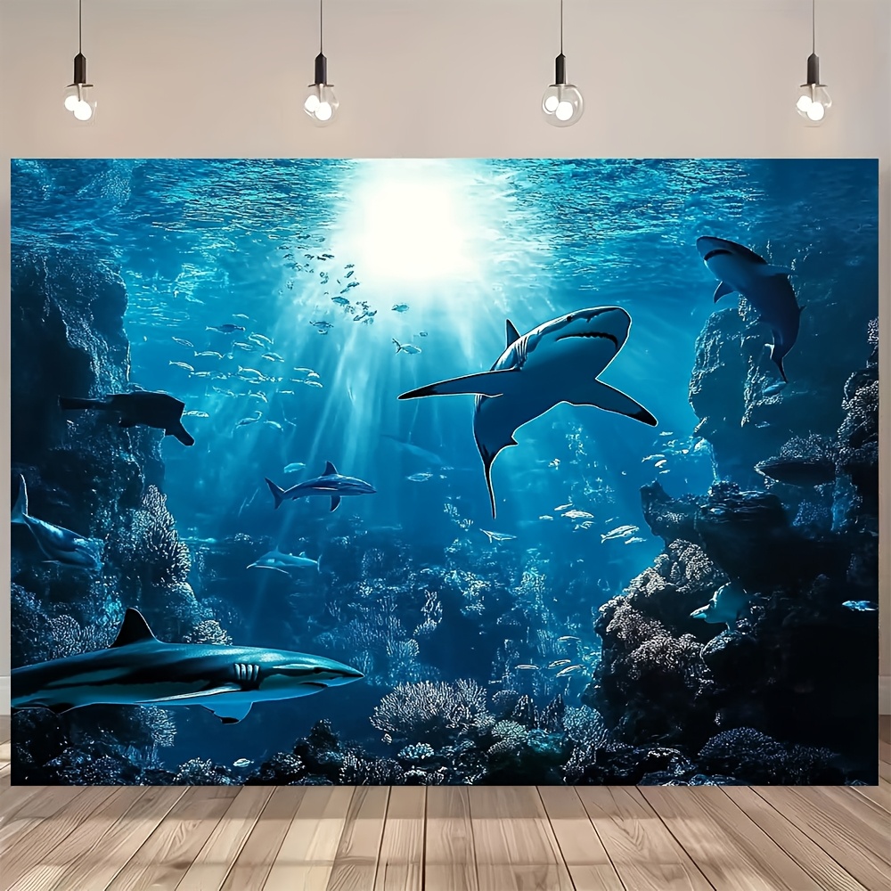 웅장한 심해 상어 벽걸이 태피스트리, 푸른 바다 해양생 - Marine Aquarium 리뷰 및 가격
