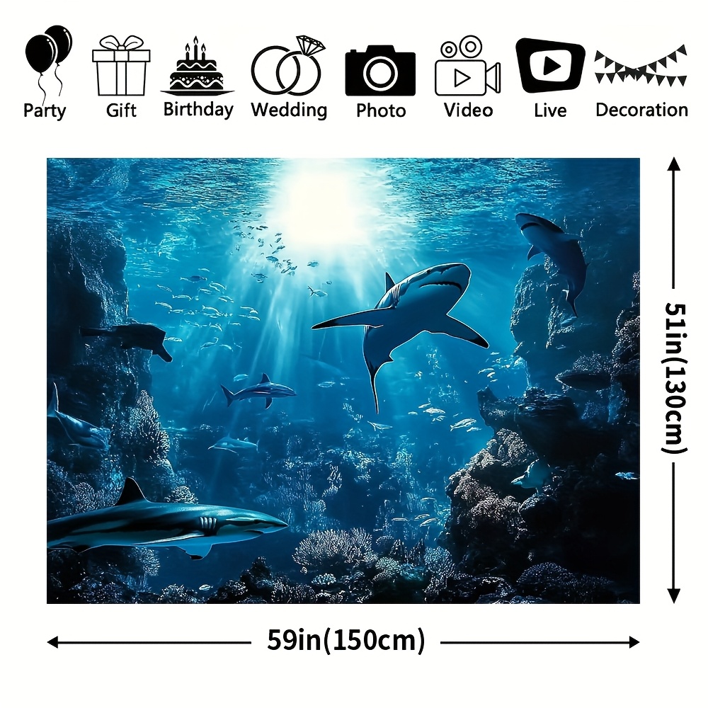 웅장한 심해 상어 벽걸이 태피스트리, 푸른 바다 해양생 - Marine Aquarium 리뷰 및 가격